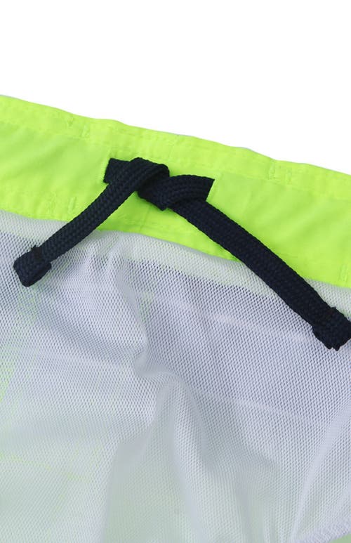 Rokka&rolla Kid's Swim Trunks With Mesh Lining And Upf 50+ Protection In Stripe Neon