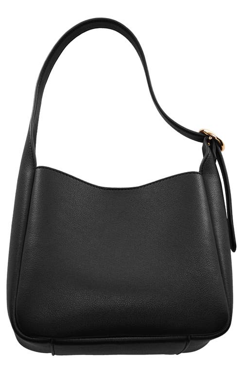 Statement Buckle Faux Leather Hobo Bag in Black