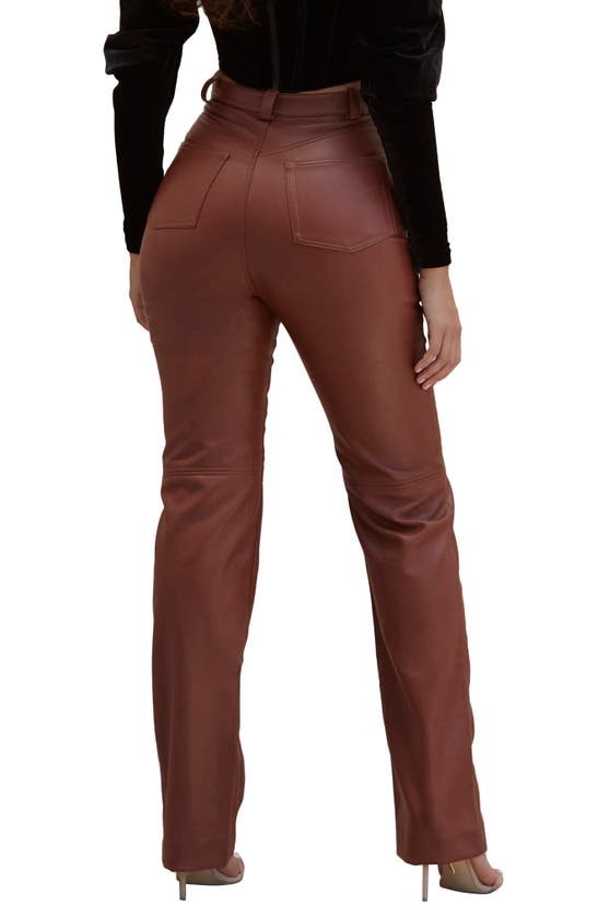 House Of Cb Inaya High Waist Faux Leather Trousers In Tan | ModeSens