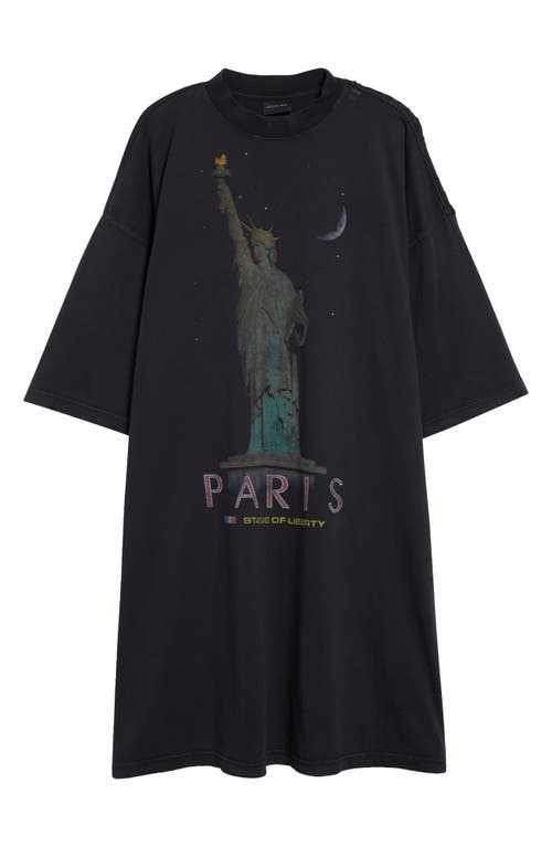 Balenciaga Liberty Graphic T-Shirt Minidress 1083 Faded Black at