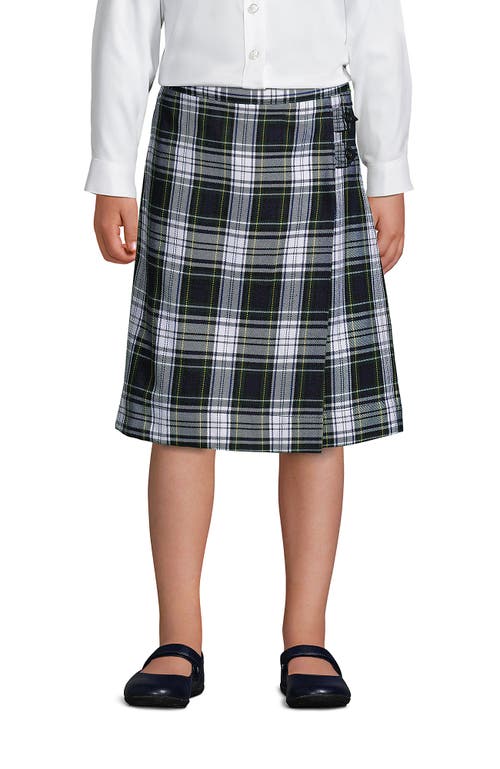 Shop Lands' End School Uniform Girls Slim Plaid A-line Skirt Below The Knee In White Plaid