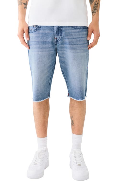 True Religion Brand Jeans Ricky Frayed Denim Shorts In Blue