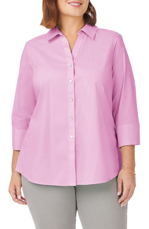 Mary Non-Iron Stretch Cotton Button-Up Shirt in Orchid Bouquet