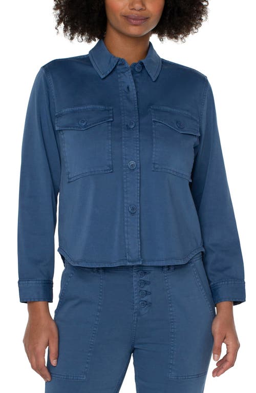 Liverpool Cotton Blend Shirt Jacket In Queen Blue