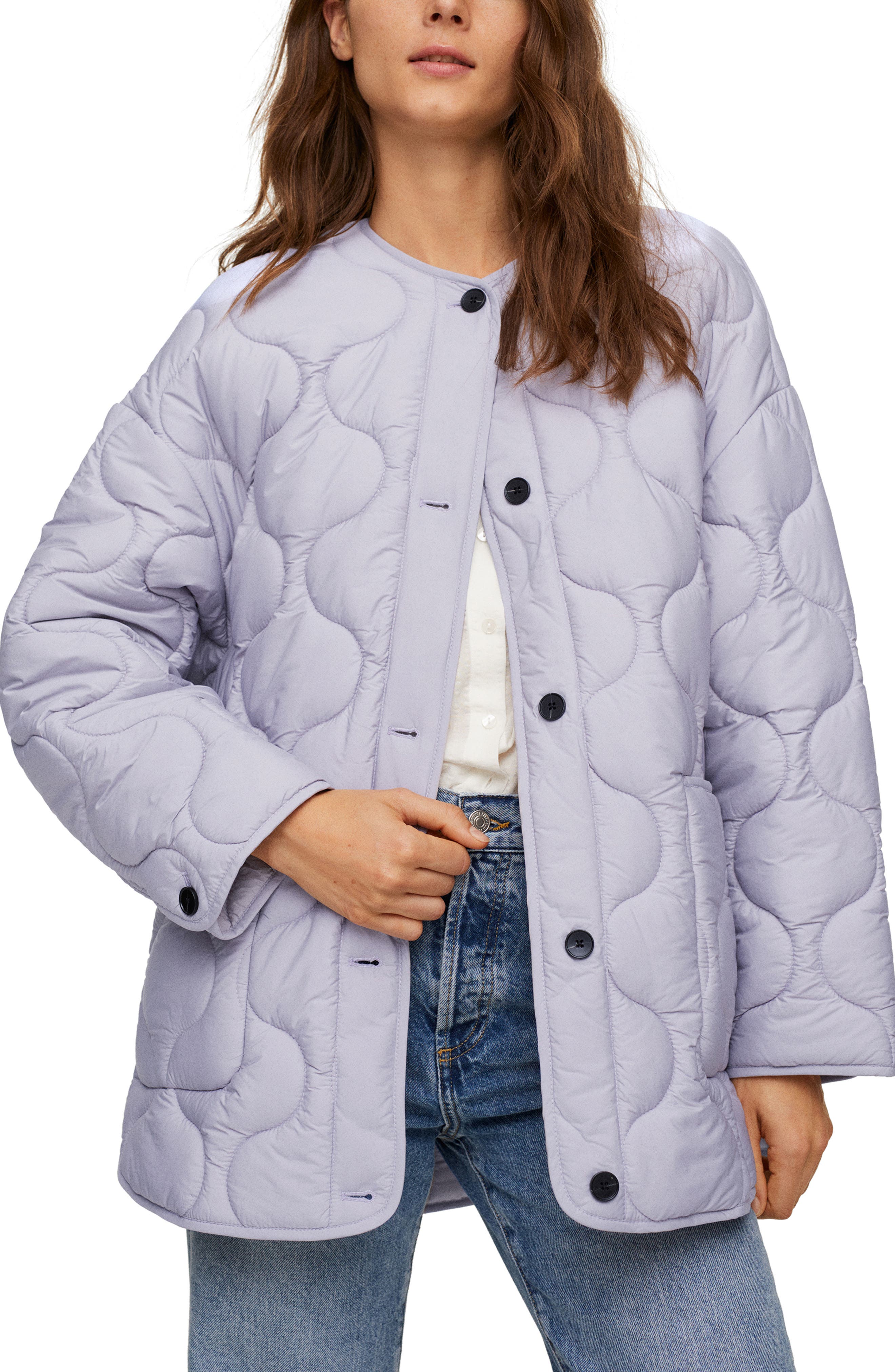 lilac quilted jacket