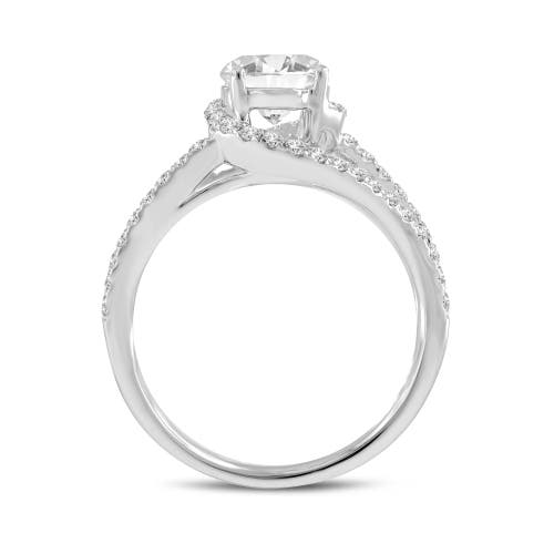 Luvmyjewelry Clemence 14k White Gold Round Cut Lab Grown Diamond Spiral Halo Engagement Ring In 14k White Gold