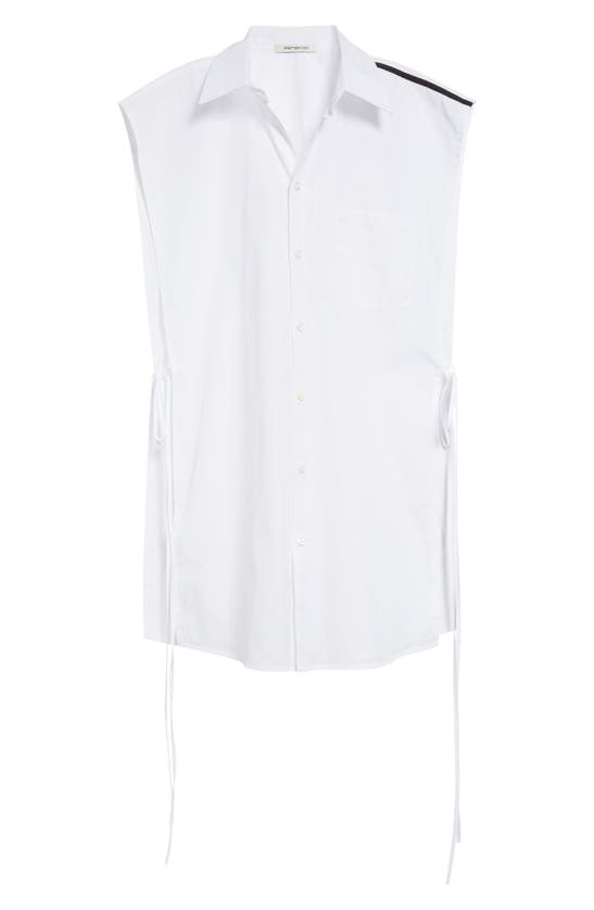 Shop Peter Do Oversize Side Slit Sleeveless Cotton Button-up Shirt In White