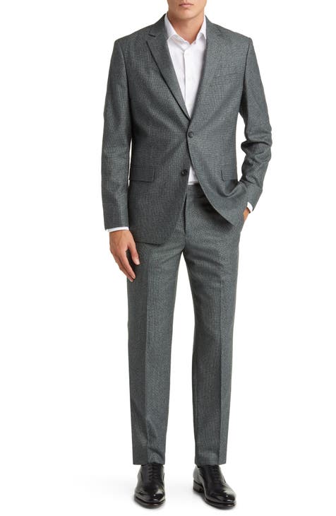 Mini Houndstooth Wool Flannel Suit (Regular, Big & Tall)