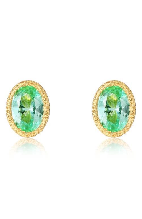 Lab Grown Green Sapphire Stud Earrings