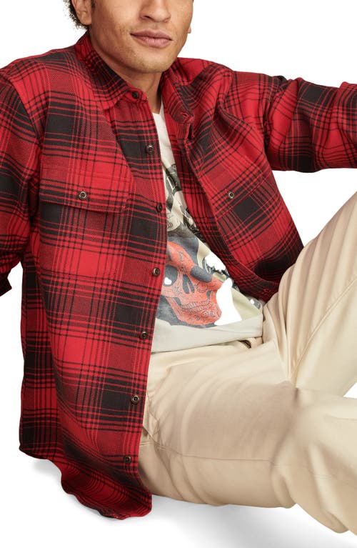 Lucky Brand Plaid Cloud Soft Flannel Button-up Shirt In Red Multi