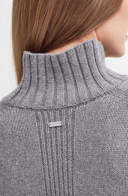 Shop Barbour Serena Cotton & Wool Blend Turtleneck Sweater In Grey Marl