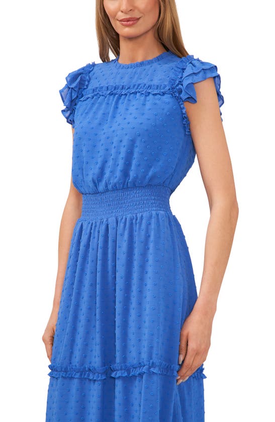 Cece Clip Dot Flutter Sleeve Midi Dress In Tropical Night ModeSens