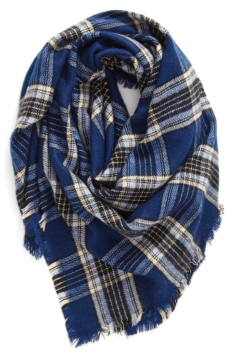 BP. Plaid Square Scarf, Main, color, BLUE MULTI