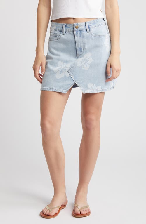 Rip Curl Hibiscus Heat Overdyed Denim Skirt in Light Blue 