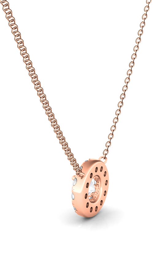 Hautecarat Round Brilliant Halo Lab-created Diamond Pendant Necklace In 18k Rose Gold