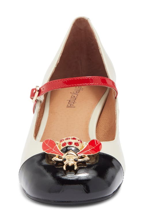 Shop Jeffrey Campbell Jitterbug Cap Toe Mary Jane Pump In Ivory Black Pat Red Cb