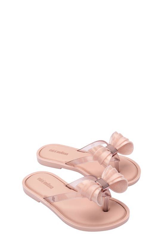 Shop Mini Melissa Kids' Bow Flip Flop In Pink Glitter