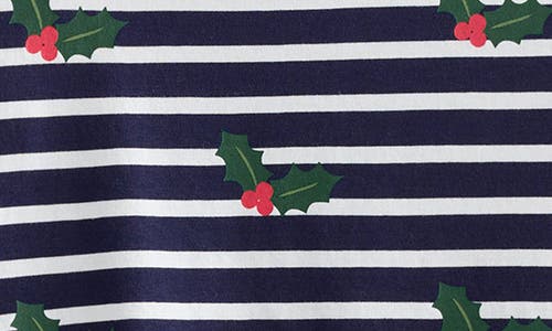 Shop Boden Ella Holiday Stripe Long Sleeve Cotton T-shirt In Navy Holly Stripe