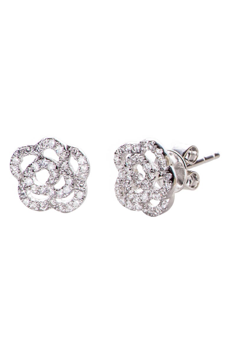 EF Collection Diamond Rose Stud Earrings, Main, color, 