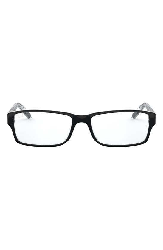 Ray Ban 54mm Rectangular Blue Light Blocking Glasses In Black