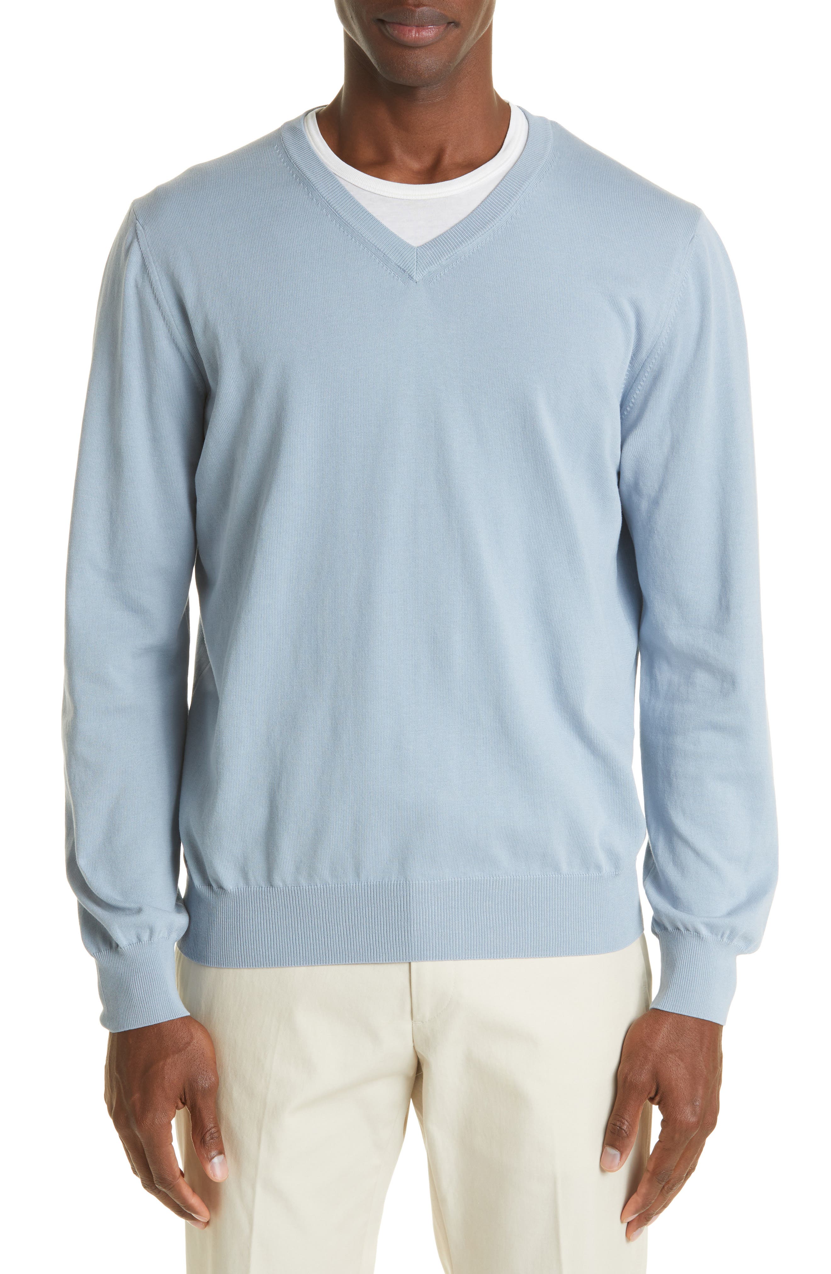 A Light Blue,M Men Sweatshirts Slim Fit Sweatshirts Winter Warm Outwear Long Sleeve V-Neck Jumpers Solid Tops Blouse