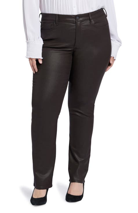 Faux Leather Marilyn Straight Pants In Plus Size Sculpt-Her
