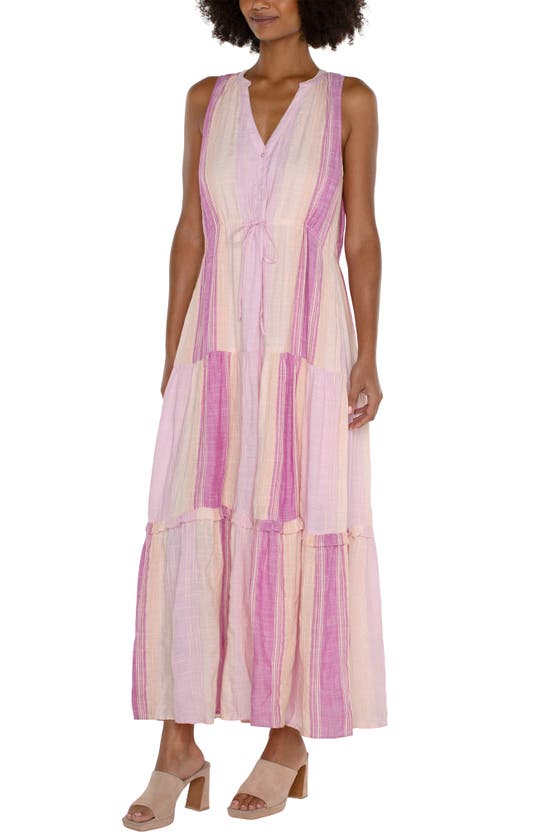 Shop Liverpool Los Angeles Sleeveless Tiered Maxi Dress In Lavender