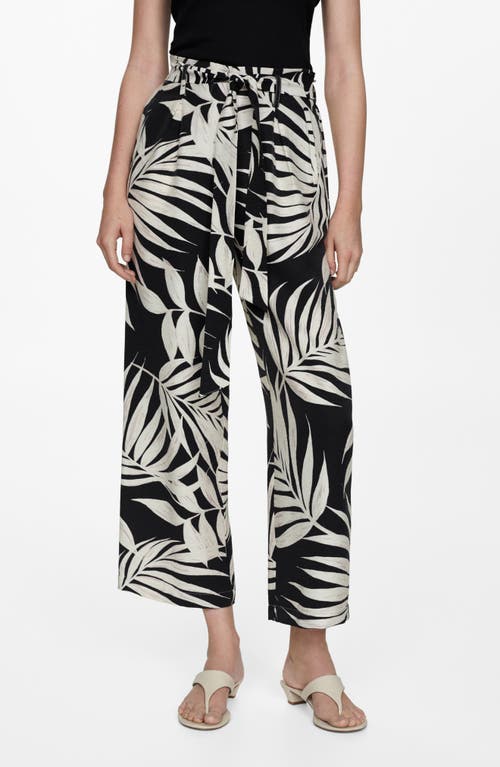 MANGO MANGO PRINT HIGH WAIST WIDE LEG PANTS 