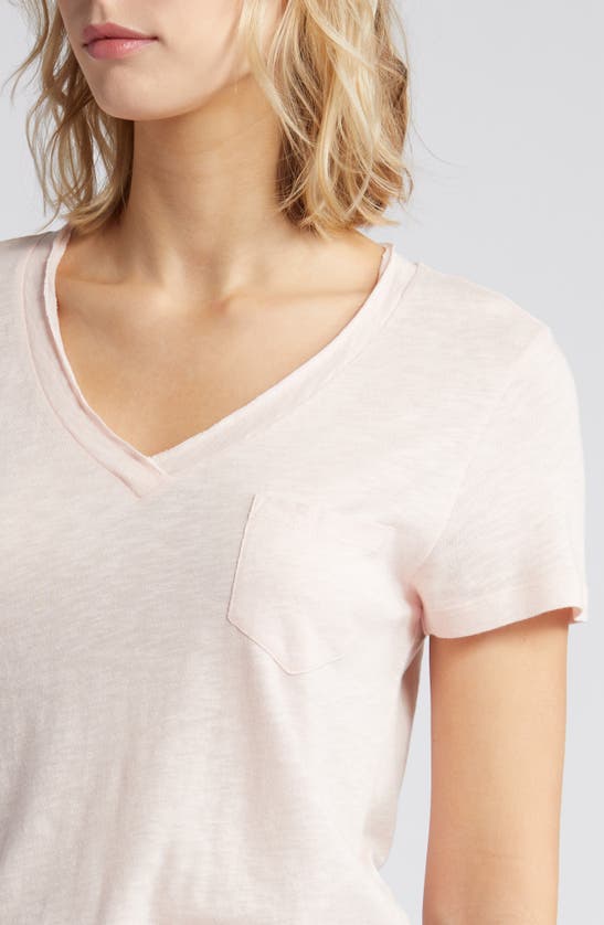 Shop Caslon (r) V-neck Short Sleeve Pocket T-shirt In Pink Beach