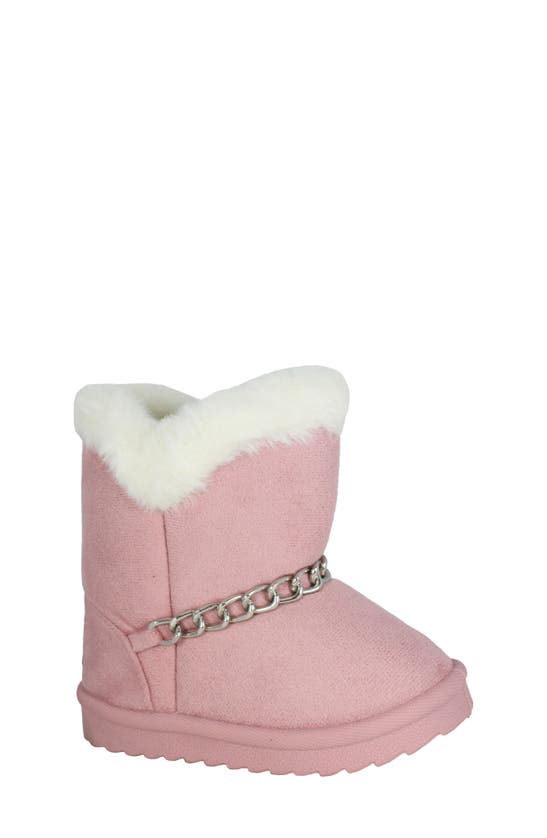 Bebe Kids' Chain Faux Fur Lined Boot In Blush
