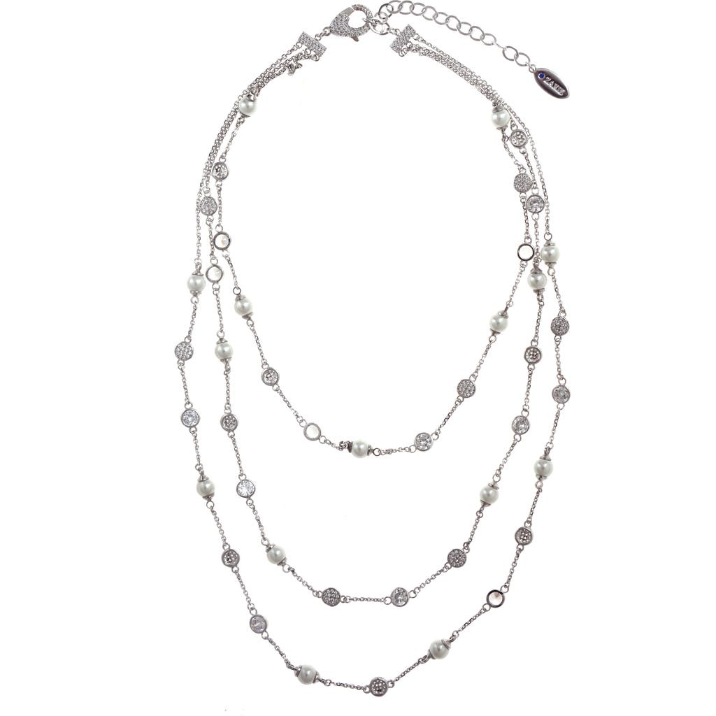 Zaxie By Stefanie Taylor Imitation Pearl & Cubic Zirconia Layered Necklace In Gray