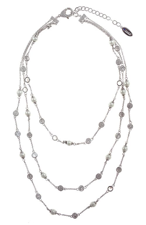 Shop Zaxie By Stefanie Taylor Imitation Pearl & Cubic Zirconia Layered Necklace In Silver