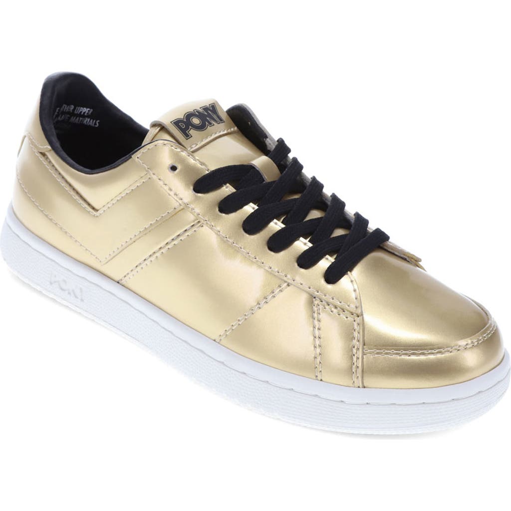 Pony Mens M-80 Low Metallic Genuine Leather Premium Lace Up Athletic Sneaker Shoe In Gold