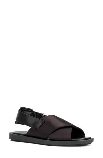 Shop Aquatalia Jolessa Slingback Sandal In Dk Eggplant/black