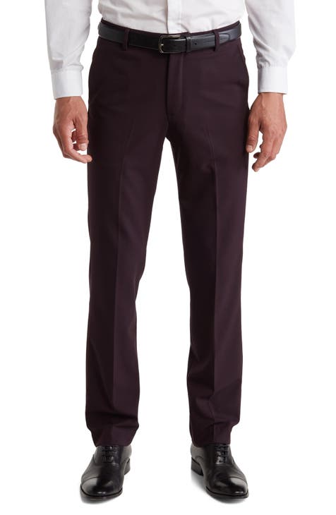Solid Flat Front Trousers