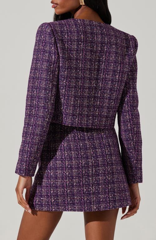 Shop Astr The Label Lyssa Tweed Jacket In Purple Black