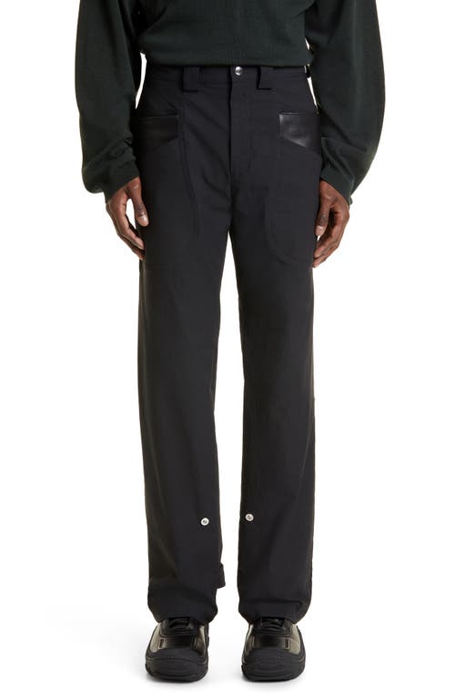 KIKO KOSTADINOV McNamara Uniform Stretch Nylon & Leather Trousers in Jet Black/Black