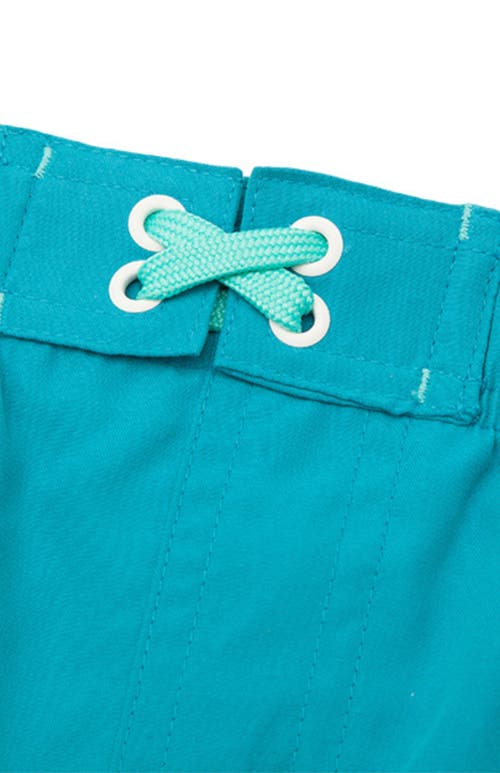 Shop Rokka&rolla Toddler Swim Trunks With Mesh Lining Upf 50+ In Teal Blue Shark