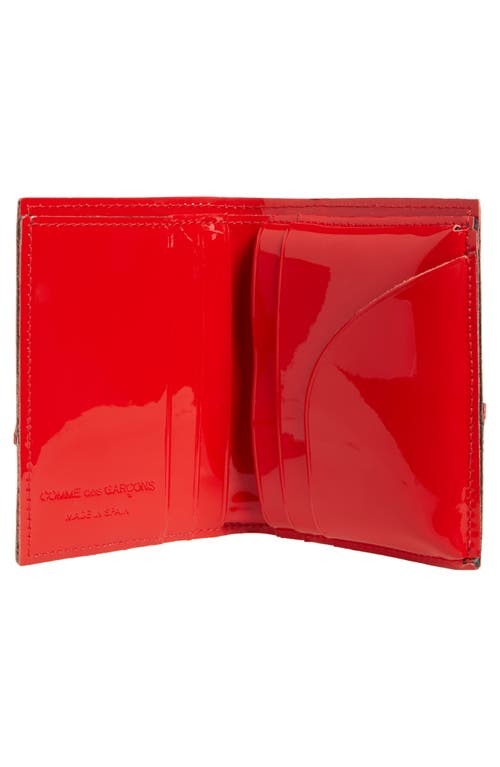 Shop Comme Des Garçons Wallets Reversed Corner Patent Leather Card Case In Red