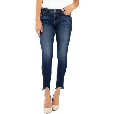 Kut From The Kloth Connie Raw Angled Hem Ankle Skinny Jeans, Blue