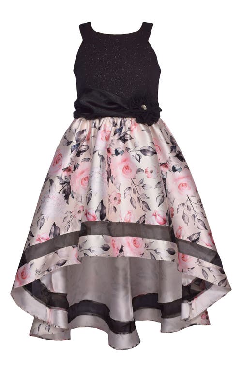 Iris & Ivy Kids' Floral High-low Dress In Black