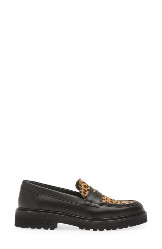 Shop Vinny's Richee Two-tone Lugged Penny Loafer In Black/ Leopard