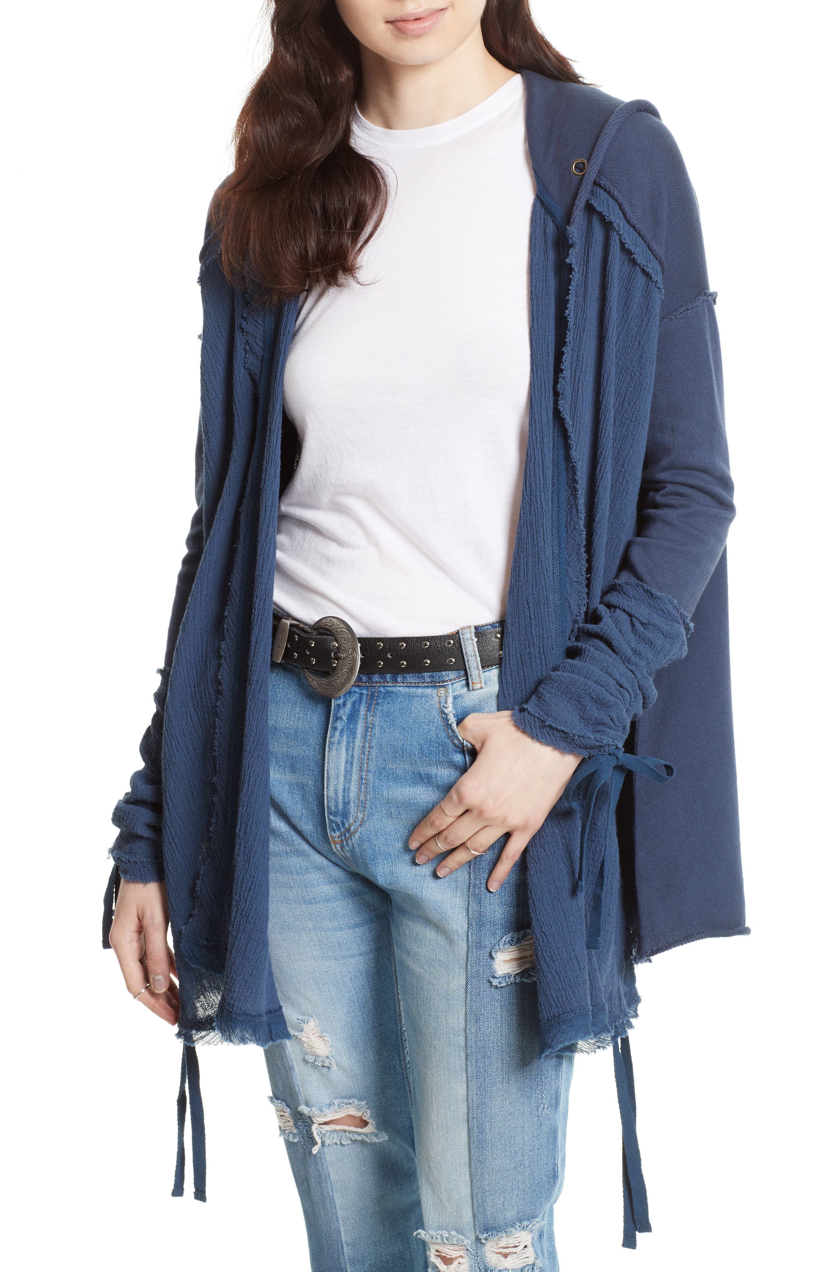 Free People Get Yer Gauze Hooded Cotton Cardigan Nordstrom