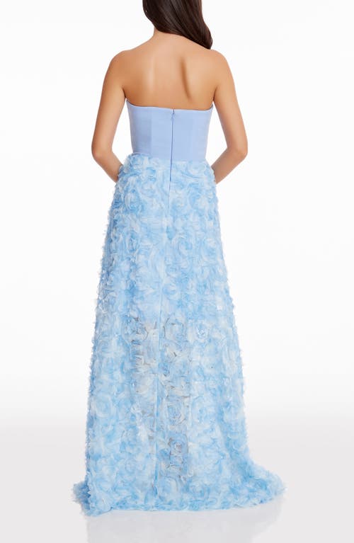 Shop Dress The Population Audrina Floral Appliqué Strapless Gown In Sky Multi