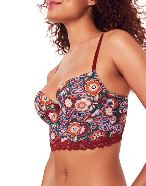 Shop Adore Me Meissa Push Up Balconette Bra In Floral Blue