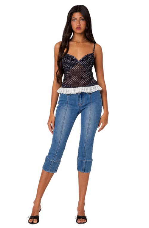 Edikted Polka Dot Cupped Mesh Top In Black
