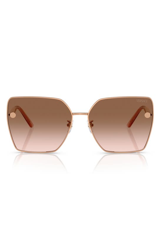 Versace 63mm Oversize Gradient Square Sunglasses In Rose Gold