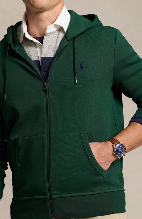 Shop Polo Ralph Lauren Double-knit Full-zip Hoodie In Vintage Pine