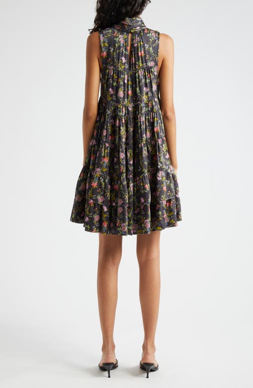 Shop Cinq À Sept Giselle Floral Sleeveless Tiered Babydoll Dress In Black Multi