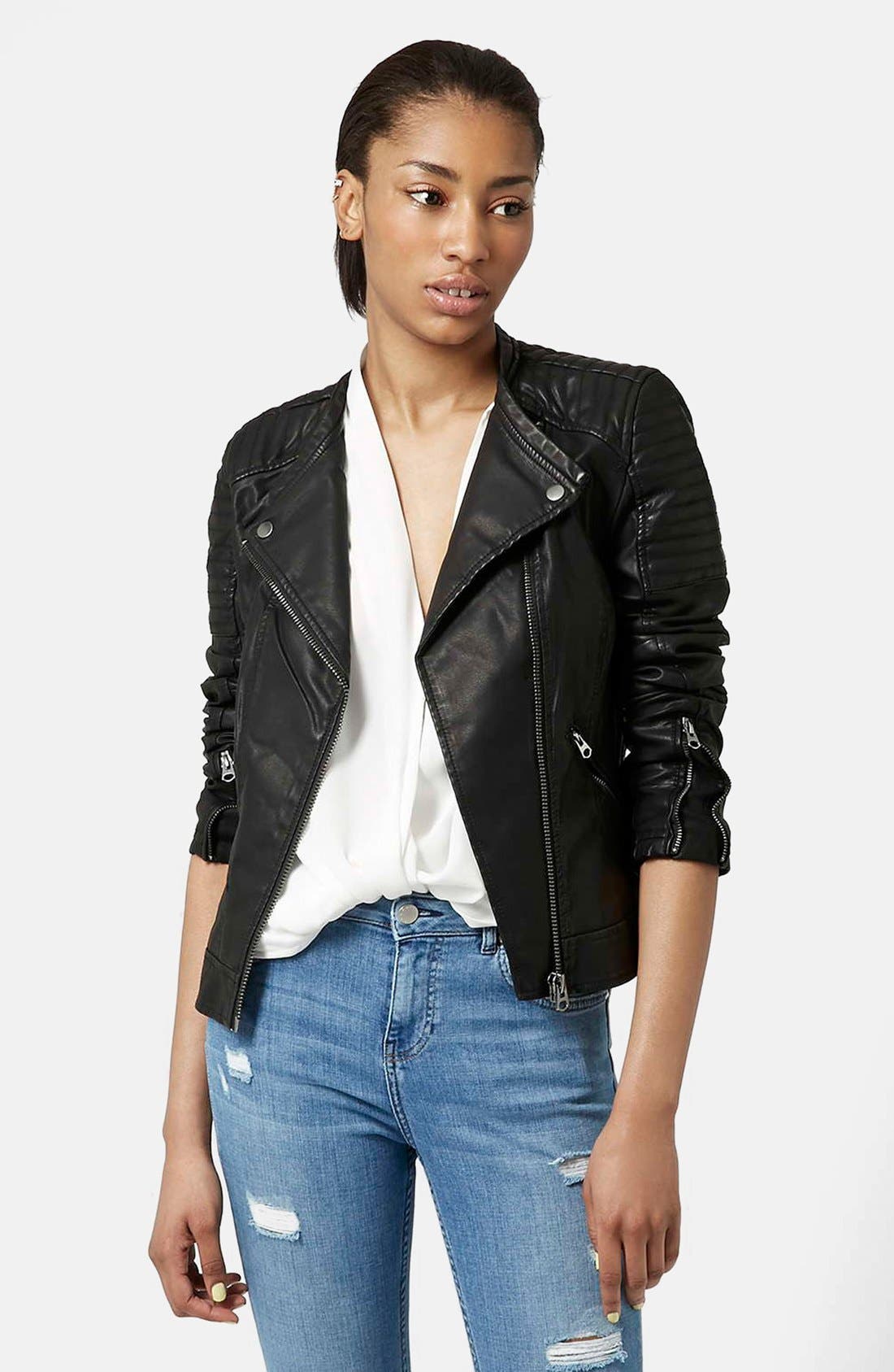 quilted faux leather jacket